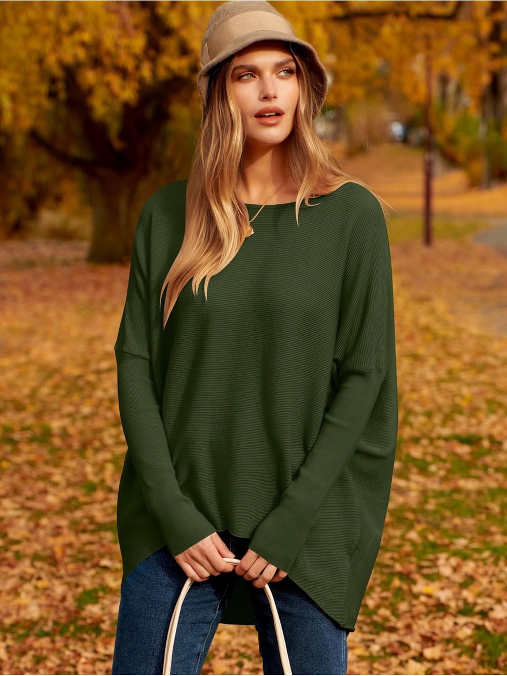 Oversized Casual Boat Neck, Batwing Sleeve Asymmetric Hem Knit Slouch sweater